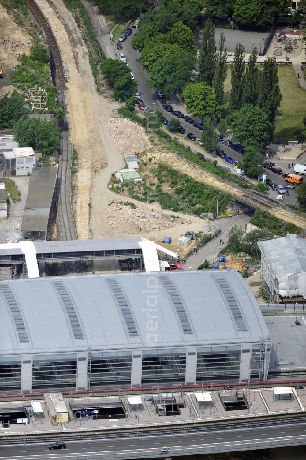 Aerial photograph Berlin - Construction site of the alteration and new build Berlin S-Bahn station Ostkreuz