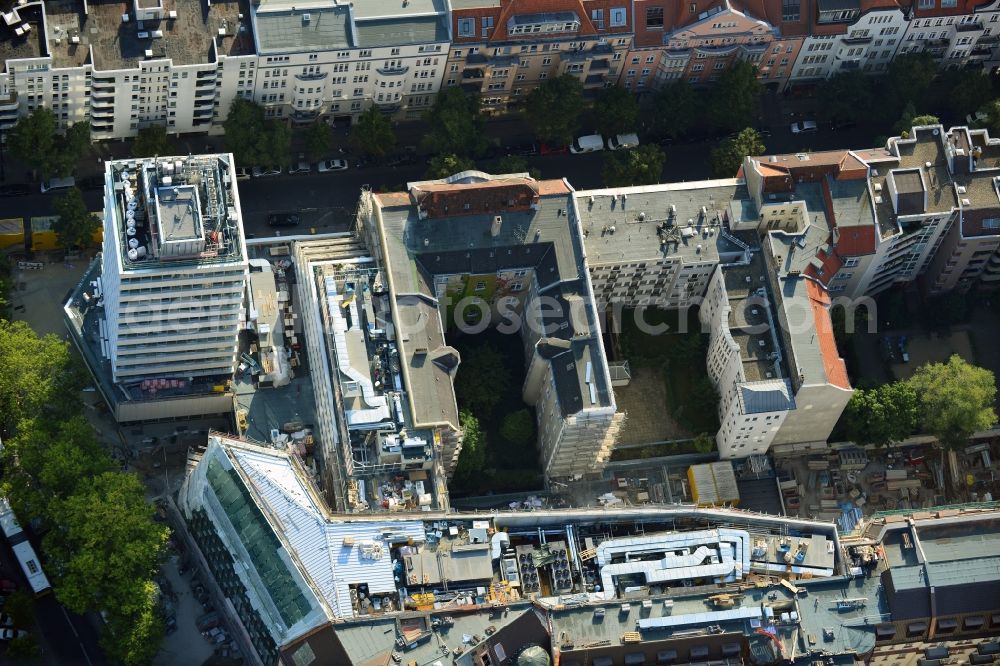 Aerial image Berlin - Site for the new office and retail building N ° 195 Kurfürstendamm. ALPINE Bau AG, Germany through the implementation of the structural work and refurbishment of the listed building