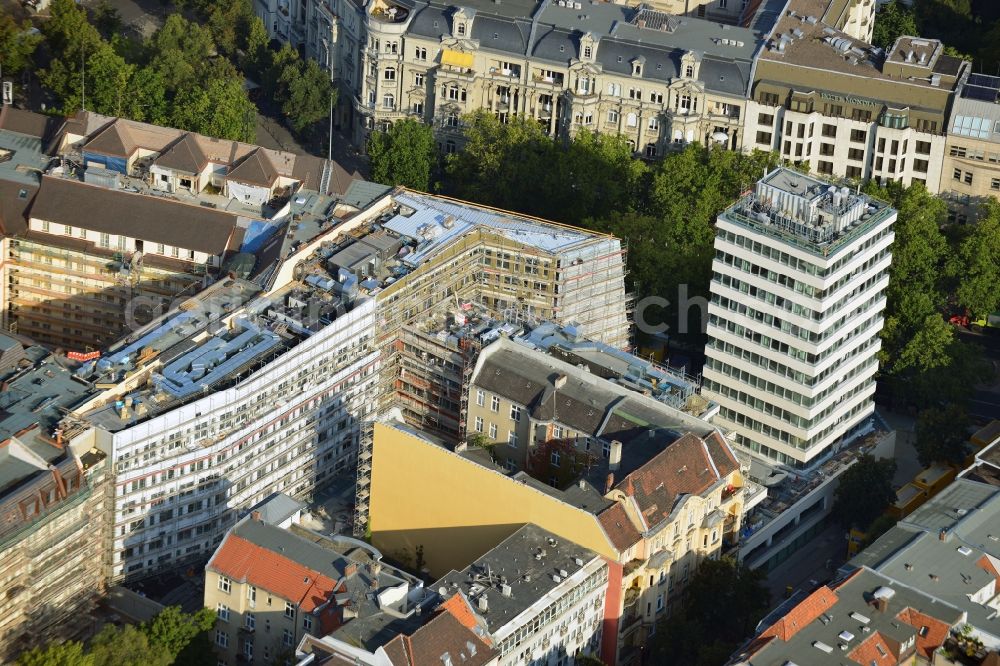 Aerial image Berlin - Site for the new office and retail building N ° 195 Kurfürstendamm. ALPINE Bau AG, Germany through the implementation of the structural work and refurbishment of the listed building