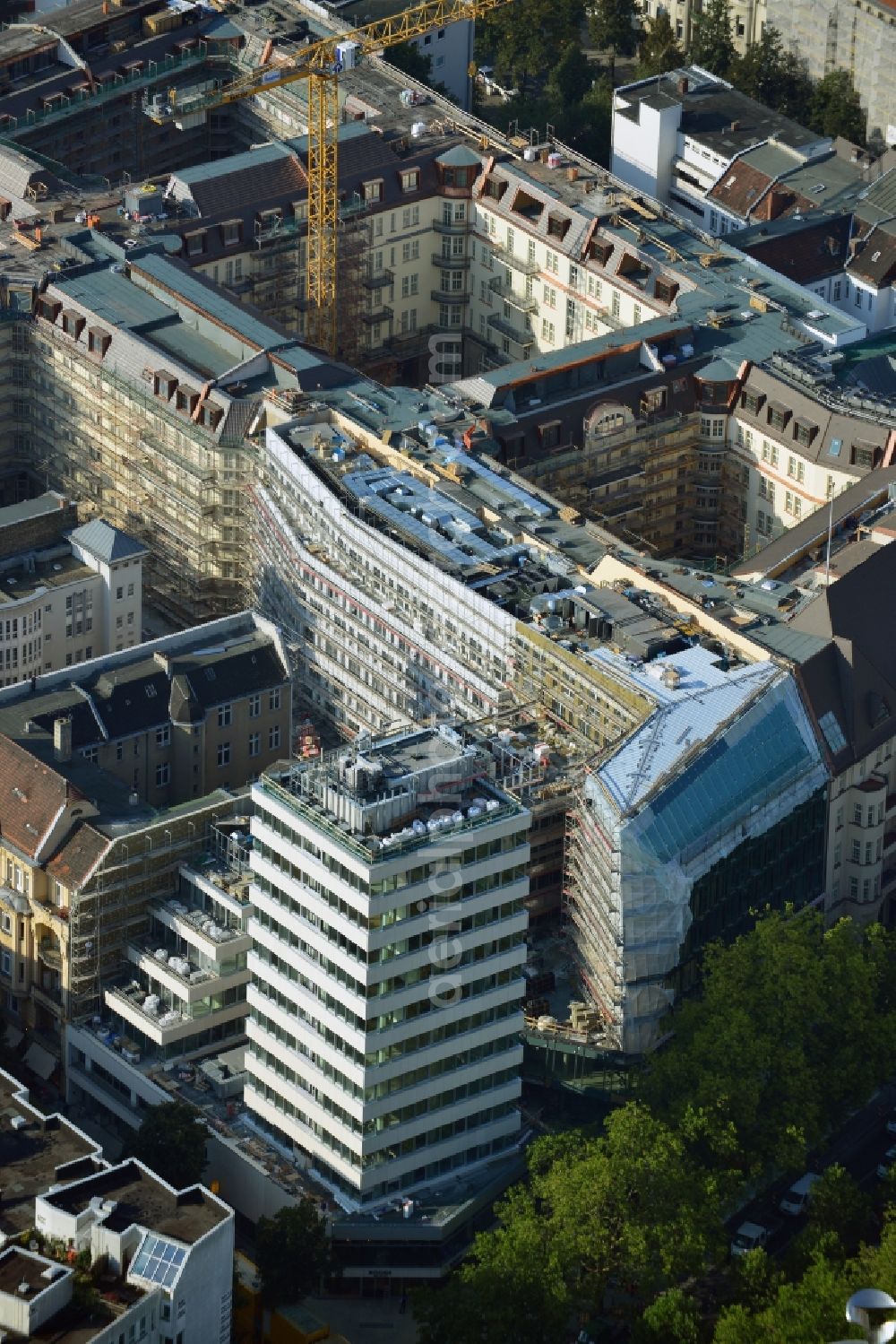 Aerial image Berlin - Site for the new office and retail building N ° 195 Kurfürstendamm. ALPINE Bau AG, Germany through the implementation of the structural work and refurbishment of the listed building