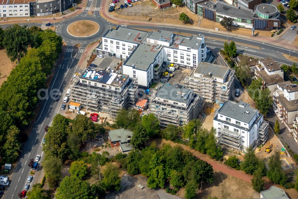 Herne from the bird's eye view: Construction site of the new buildings of the retirement home Westring - Forellstrasse in Herne in the state North Rhine-Westphalia