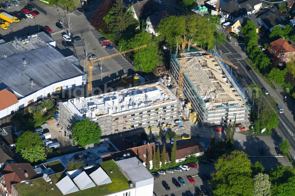 Rotenburg (Wümme) from the bird's eye view: Construction site of the new buildings of the retirement home - retirement of AGAPLESION DIAKONIEKLINIKUM ROTENBURG gemeinnuetzige GmbH on Glockengiesserstrasse in Rotenburg (Wuemme) in the state Lower Saxony, Germany