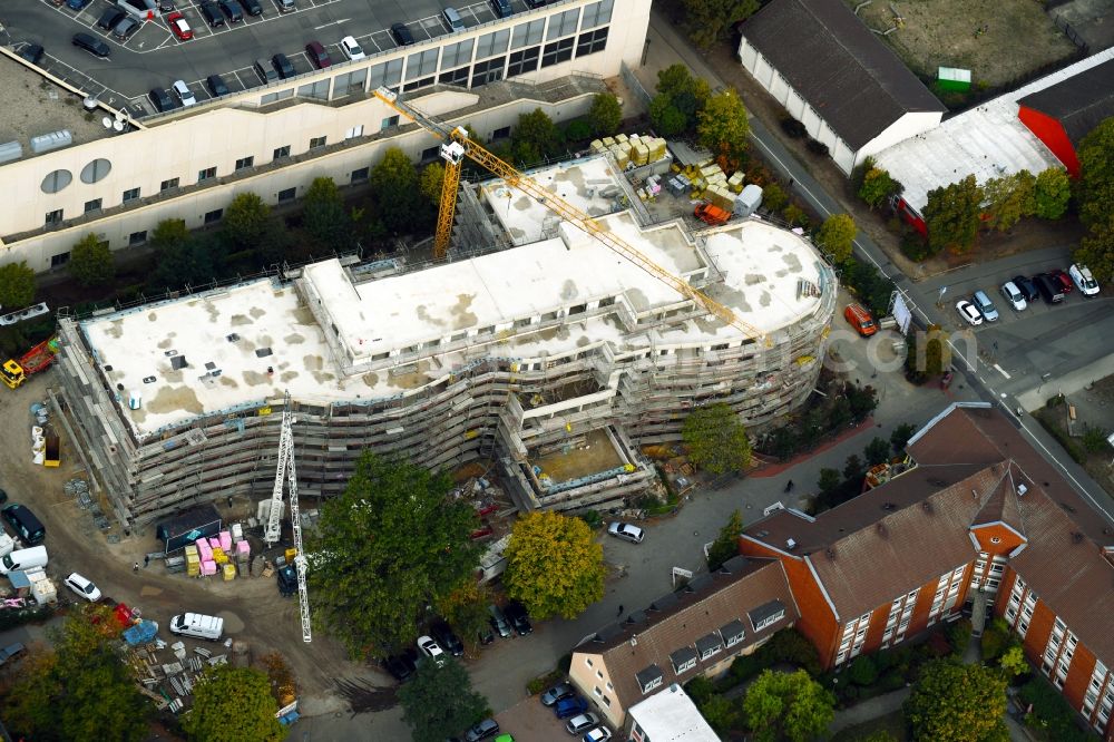 Wolfsburg from the bird's eye view: Construction site of the new buildings of the retirement home - retirement on Antonius-Holling-Weg in Wolfsburg in the state Lower Saxony, Germany