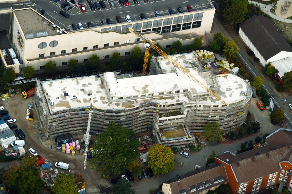 Aerial image Wolfsburg - Construction site of the new buildings of the retirement home - retirement on Antonius-Holling-Weg in Wolfsburg in the state Lower Saxony, Germany