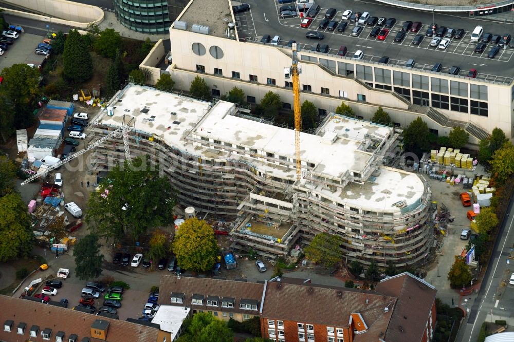 Wolfsburg from the bird's eye view: Construction site of the new buildings of the retirement home - retirement on Antonius-Holling-Weg in Wolfsburg in the state Lower Saxony, Germany