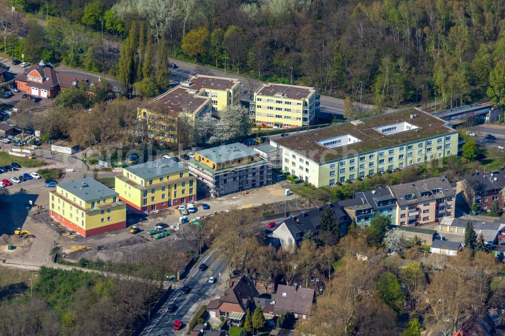 Aerial image Oberhausen - Construction site of the new buildings of the retirement home - retirement ASB Seniorenzentrum on Annemarie-Renger-Weg in Oberhausen in the state North Rhine-Westphalia, Germany