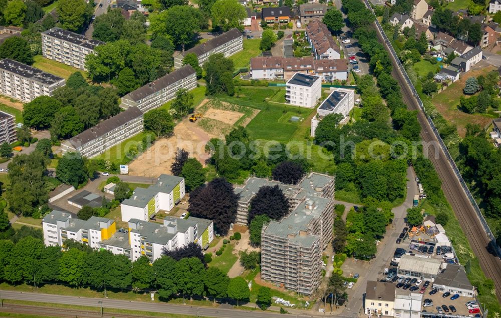 Bochum from above - Construction site of the new buildings of the retirement home - retirement Belia Seniorenresidenz Wattenscheid on Beethovenweg in Bochum in the state North Rhine-Westphalia, Germany