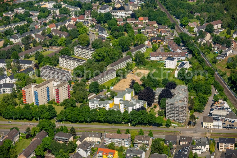 Bochum from above - Construction site of the new buildings of the retirement home - retirement Belia Seniorenresidenz Wattenscheid on Beethovenweg in Bochum in the state North Rhine-Westphalia, Germany