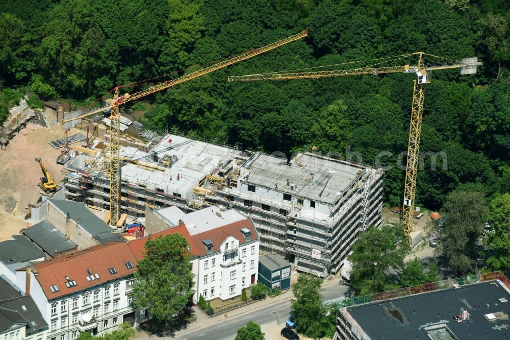 Brandenburg an der Havel from the bird's eye view: Construction site of the new buildings of the retirement home - retirement on Bergstrasse in Brandenburg an der Havel in the state Brandenburg, Germany