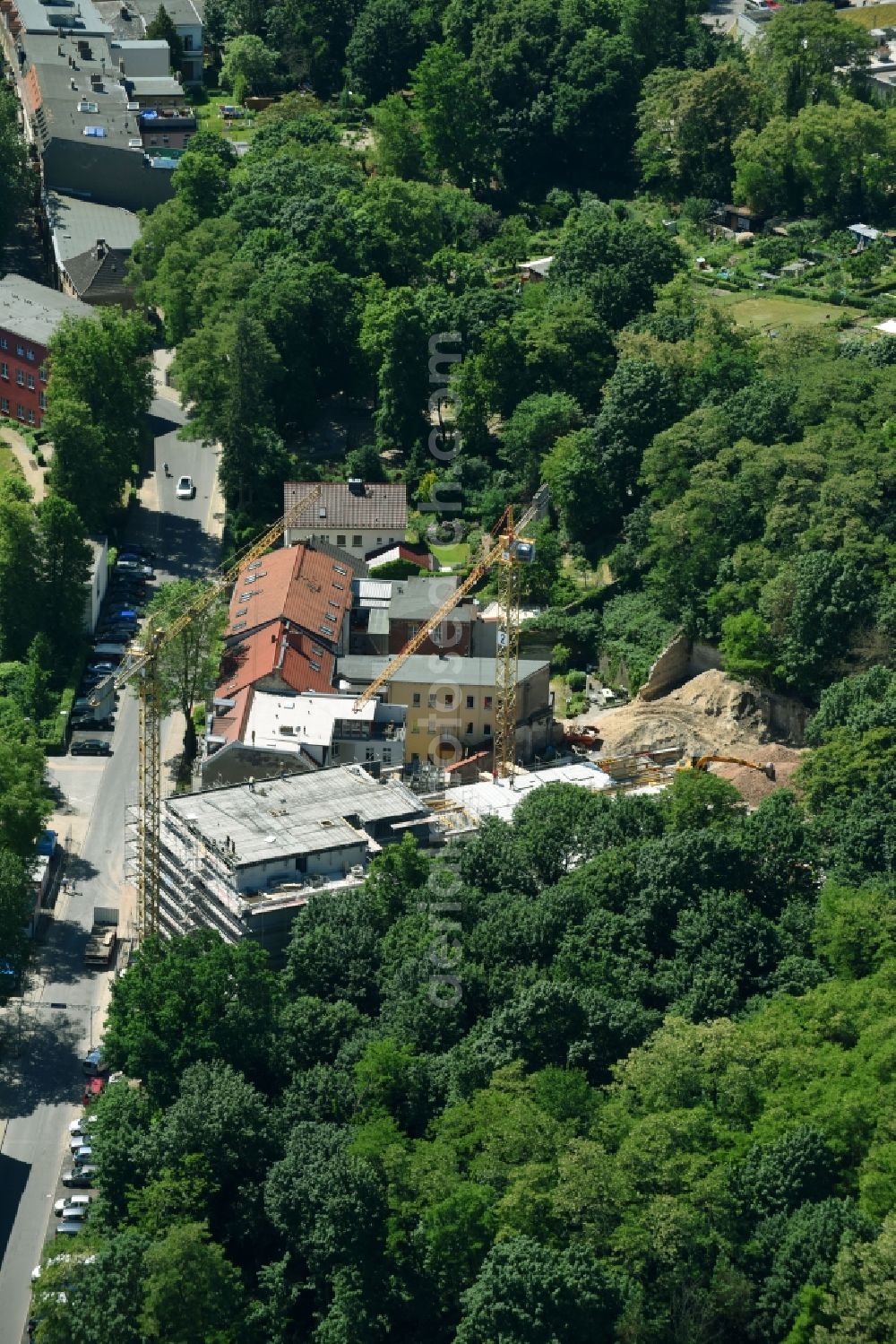 Brandenburg an der Havel from above - Construction site of the new buildings of the retirement home - retirement on Bergstrasse in Brandenburg an der Havel in the state Brandenburg, Germany