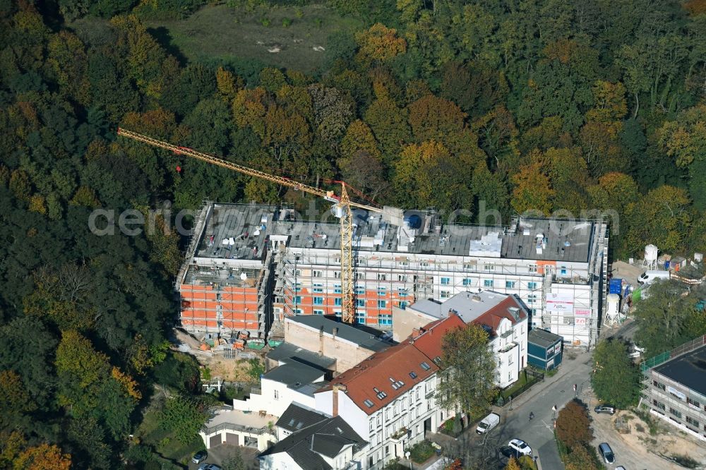 Aerial photograph Brandenburg an der Havel - Construction site of the new buildings of the retirement home - retirement on Bergstrasse in Brandenburg an der Havel in the state Brandenburg, Germany