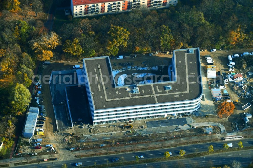 Aerial image Berlin - Construction site of the new buildings of the retirement home - retirement Blumberger Damm corner Altentreptower Strasse in the district Hellersdorf in Berlin, Germany