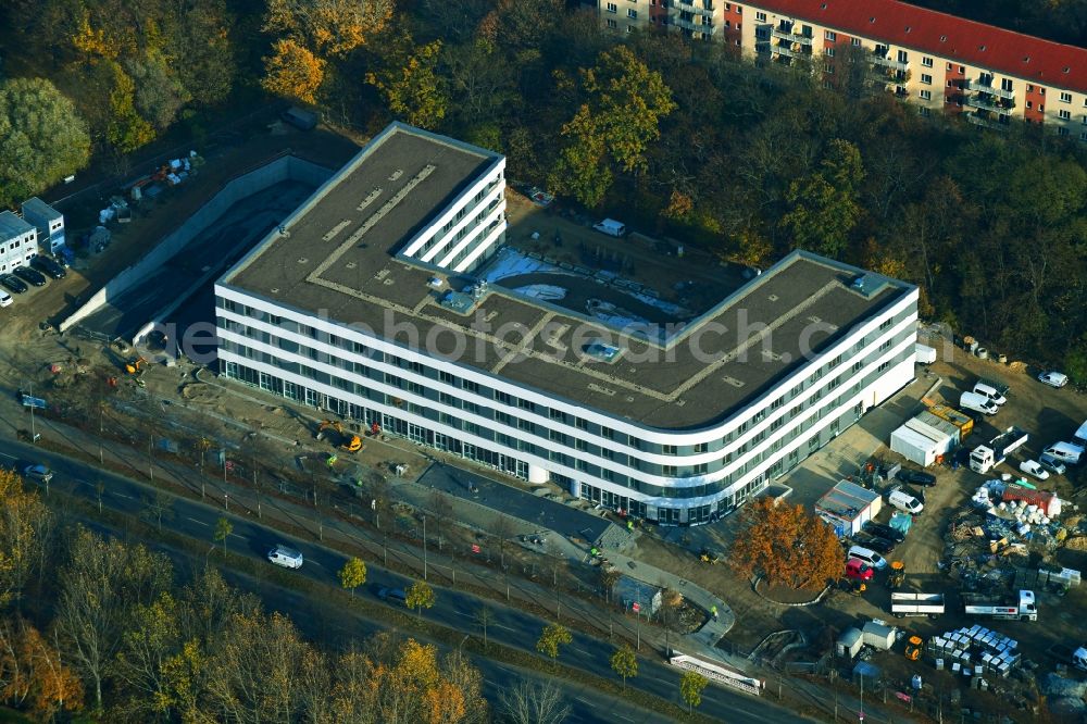 Berlin from above - Construction site of the new buildings of the retirement home - retirement Blumberger Damm corner Altentreptower Strasse in the district Hellersdorf in Berlin, Germany