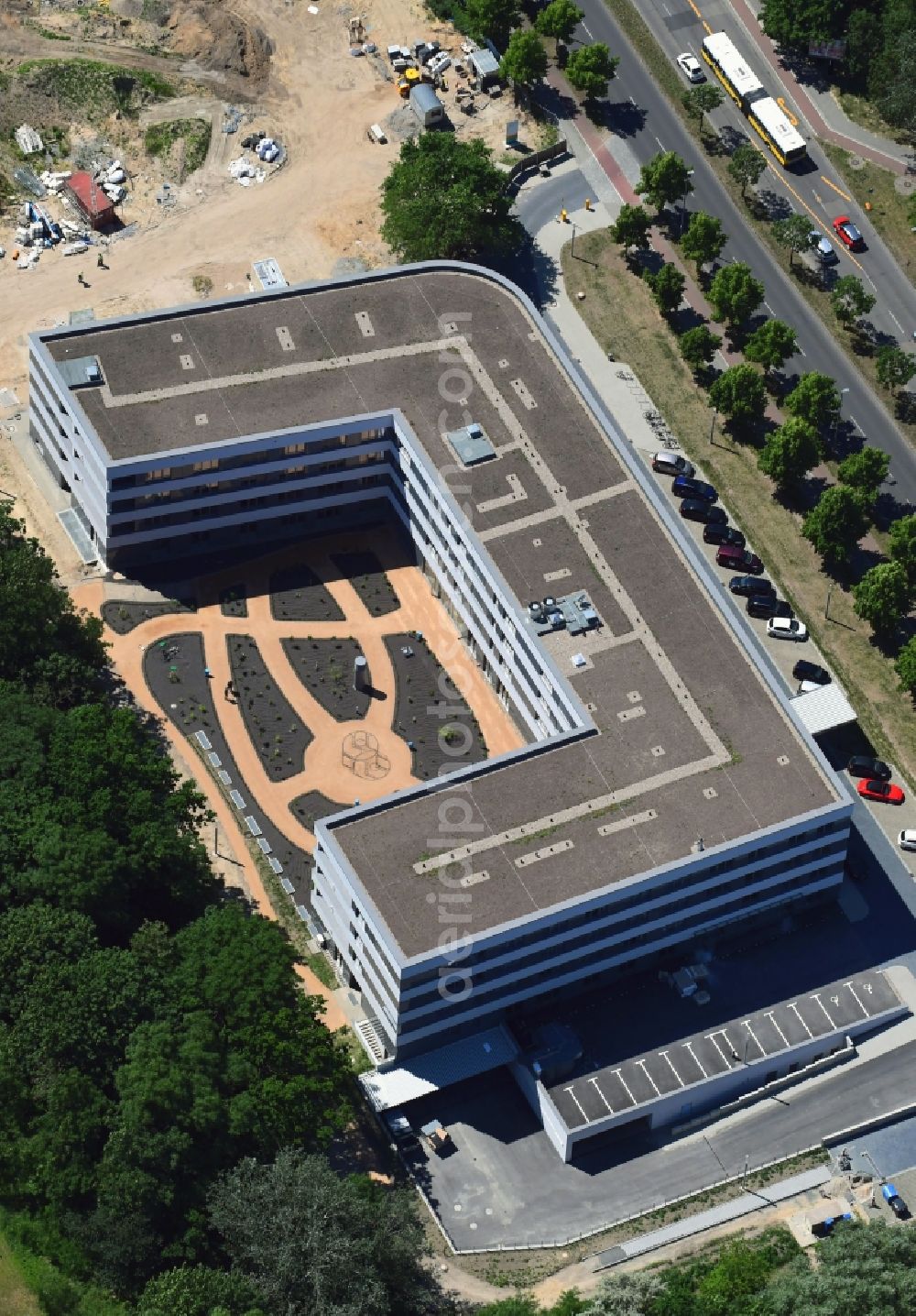 Berlin from above - Construction site of the new buildings of the retirement home - retirement Blumberger Damm corner Altentreptower Strasse in the district Hellersdorf in Berlin, Germany