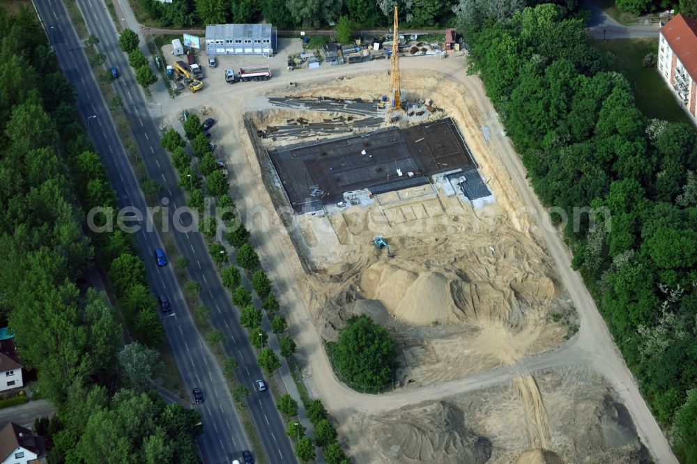 Berlin from above - Construction site of the new buildings of the retirement home - retirement Blumberger Damm corner Altentreptower Strasse in the district Marzahn-Hellersdorf in Berlin, Germany