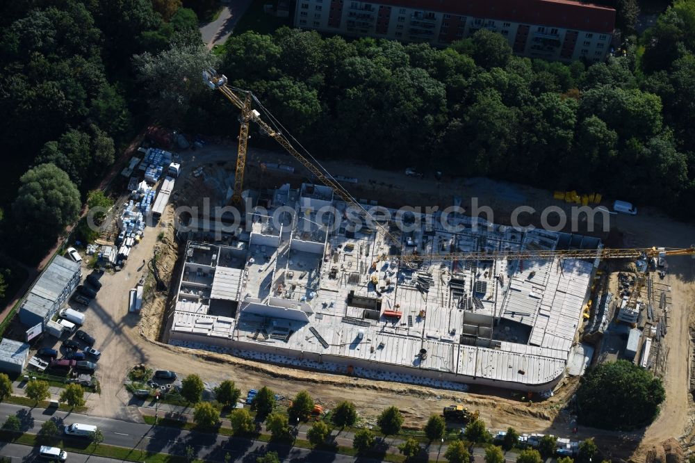 Berlin from above - Construction site of the new buildings of the retirement home - retirement Blumberger Damm corner Altentreptower Strasse in the district Marzahn-Hellersdorf in Berlin, Germany