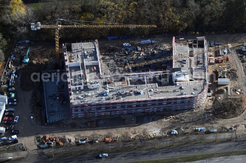 Aerial photograph Berlin - Construction site of the new buildings of the retirement home - retirement Blumberger Damm corner Altentreptower Strasse in the district Marzahn-Hellersdorf in Berlin, Germany