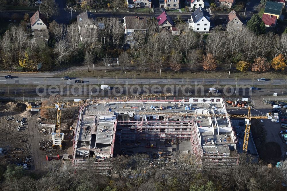 Aerial photograph Berlin - Construction site of the new buildings of the retirement home - retirement Blumberger Damm corner Altentreptower Strasse in the district Marzahn-Hellersdorf in Berlin, Germany