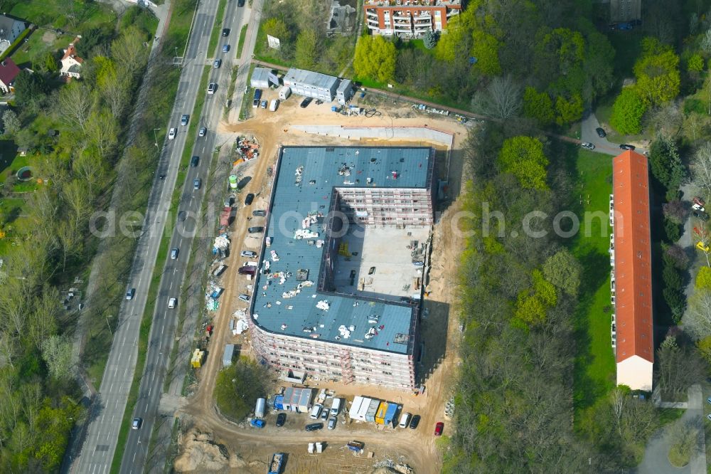 Berlin from above - Construction site of the new buildings of the retirement home - retirement Blumberger Damm corner Altentreptower Strasse in the district Marzahn-Hellersdorf in Berlin, Germany