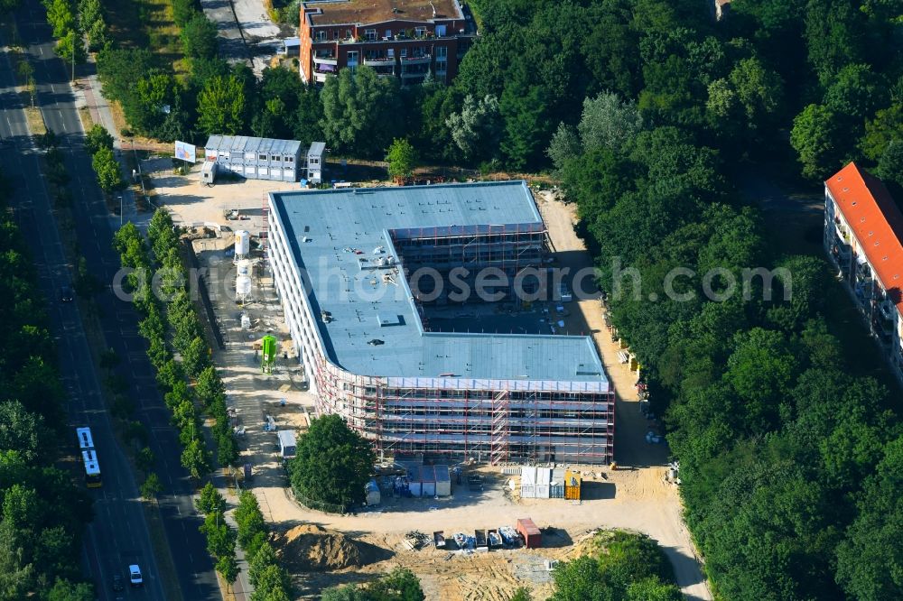 Aerial image Berlin - Construction site of the new buildings of the retirement home - retirement Blumberger Damm corner Altentreptower Strasse in the district Marzahn in Berlin, Germany