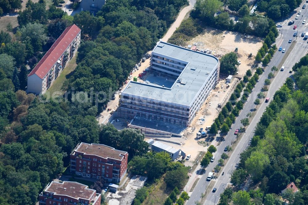 Aerial image Berlin - Construction site of the new buildings of the retirement home - retirement Blumberger Damm corner Altentreptower Strasse in the district Marzahn in Berlin, Germany