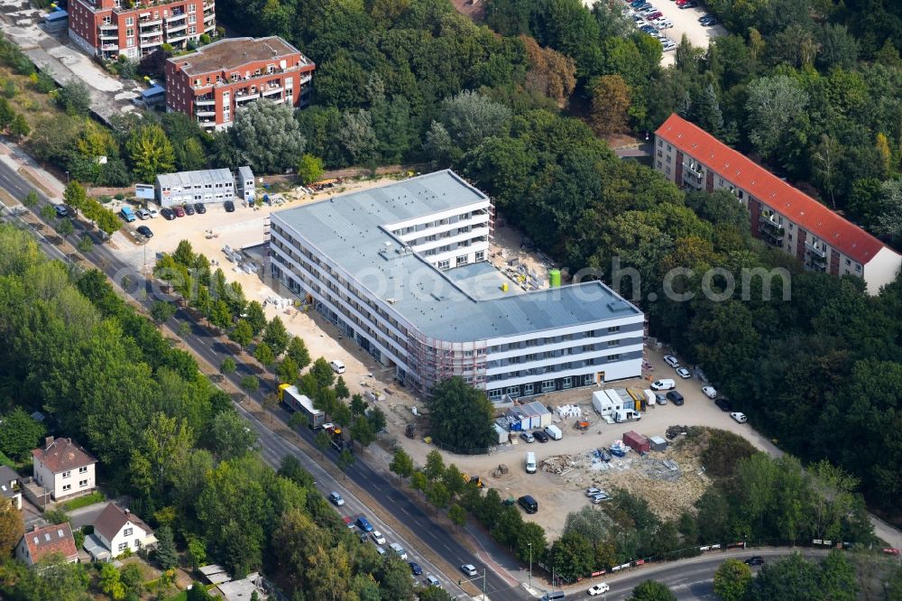 Berlin from above - Construction site of the new buildings of the retirement home - retirement Blumberger Damm corner Altentreptower Strasse in the district Marzahn in Berlin, Germany