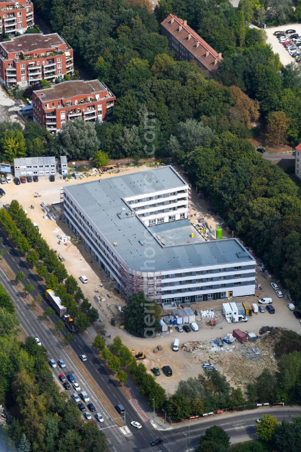 Aerial image Berlin - Construction site of the new buildings of the retirement home - retirement Blumberger Damm corner Altentreptower Strasse in the district Marzahn in Berlin, Germany