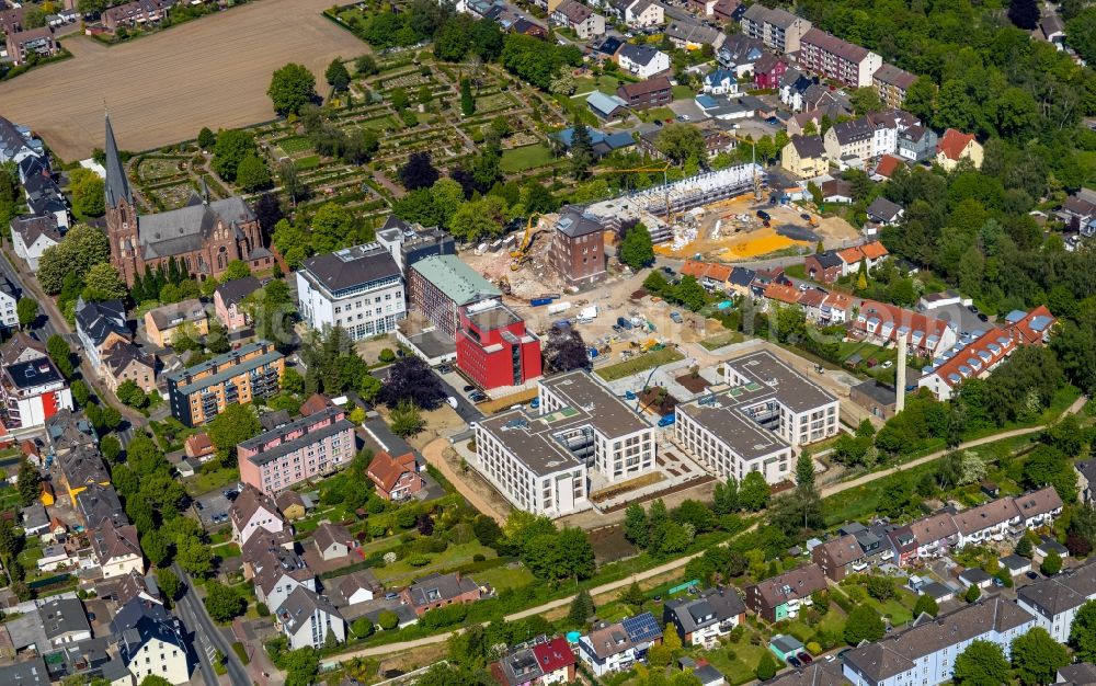 Herne from above - Construction site of the new buildings of the retirement home - retirement at Marienhospital-Herne II on Widumer Strasse in Herne in the state North Rhine-Westphalia, Germany