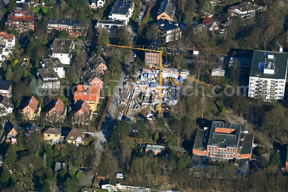 Aerial photograph Hamburg - Construction site of the new buildings of the retirement home - retirement Husarendenkmal on Zitzewitzstrasse in Hamburg, Germany