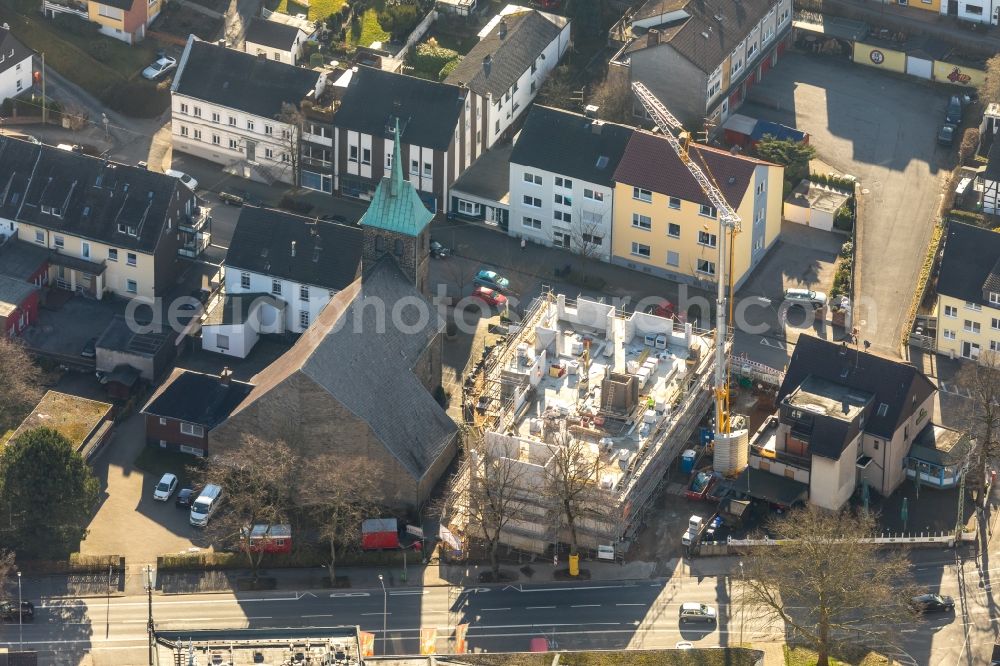 Witten from above - Construction site of the new buildings of the retirement home - retirement of Katholisches Altenzentrum St. Josefshaus Herbede gGmbH on Meesmannstrasse in Witten in the state North Rhine-Westphalia, Germany