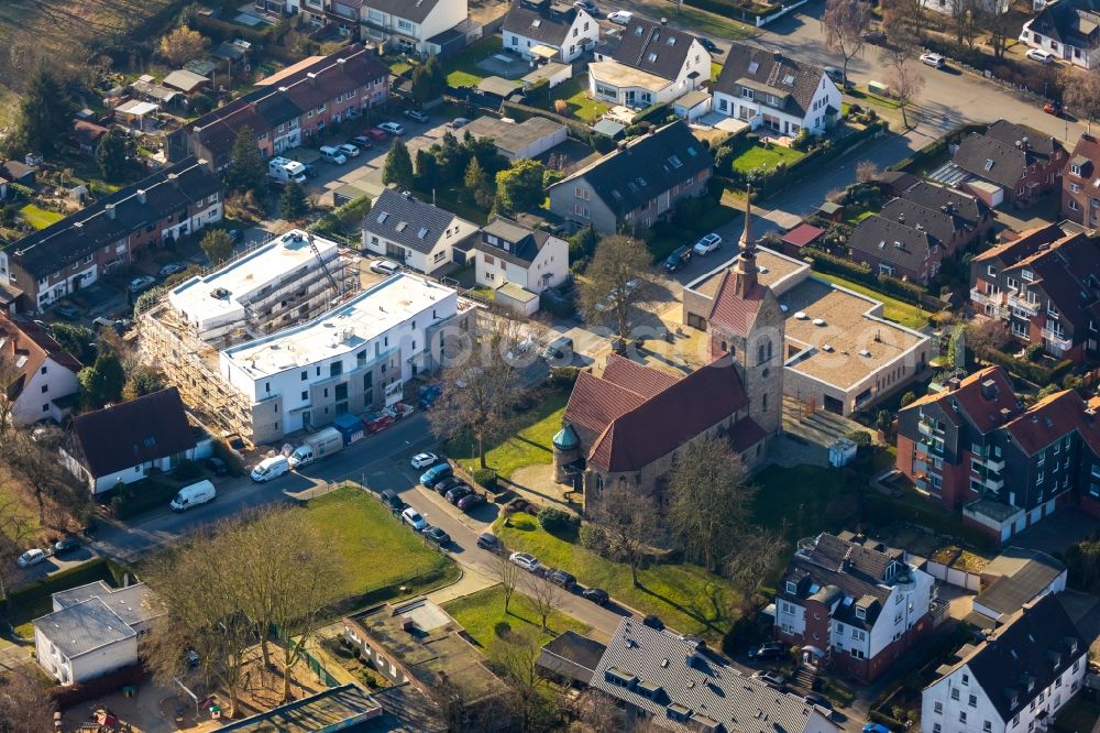 Aerial image Bochum - Construction site of the new buildings of the retirement home - retirement on Kattenstrasse in the district Harpen in Bochum in the state North Rhine-Westphalia, Germany