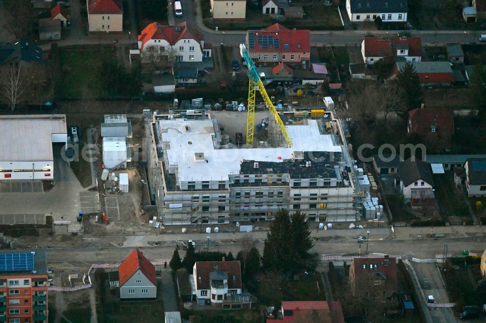 Aerial image Neuruppin - Construction site of the new buildings of the retirement home - retirement on Artur-Becker-Strasse in Neuruppin in the state Brandenburg, Germany