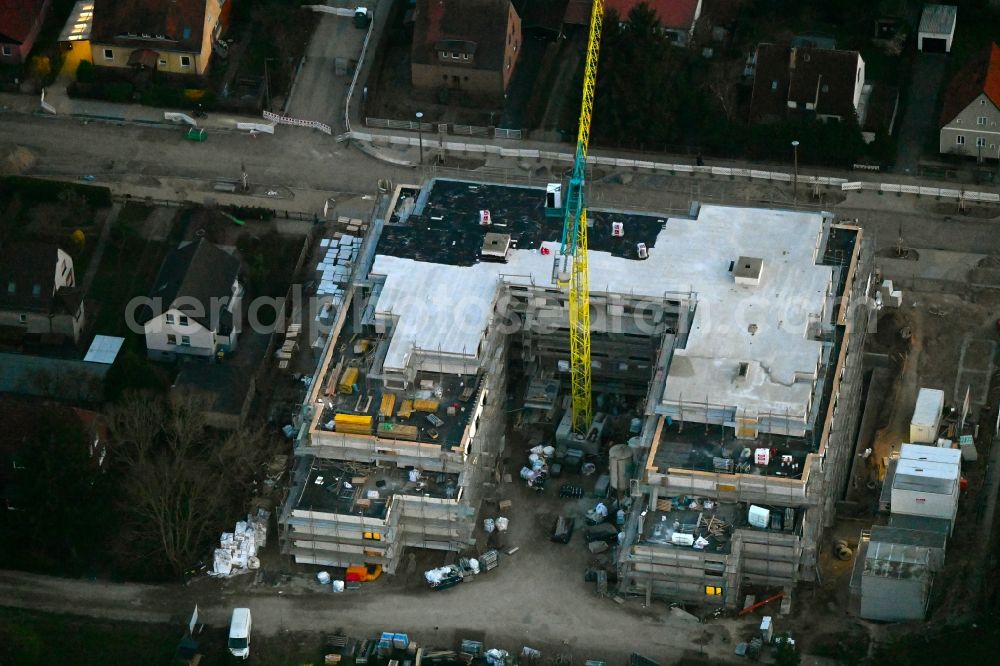 Aerial image Neuruppin - Construction site of the new buildings of the retirement home - retirement on Artur-Becker-Strasse in Neuruppin in the state Brandenburg, Germany