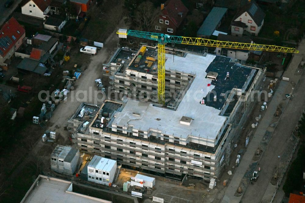 Neuruppin from above - Construction site of the new buildings of the retirement home - retirement on Artur-Becker-Strasse in Neuruppin in the state Brandenburg, Germany