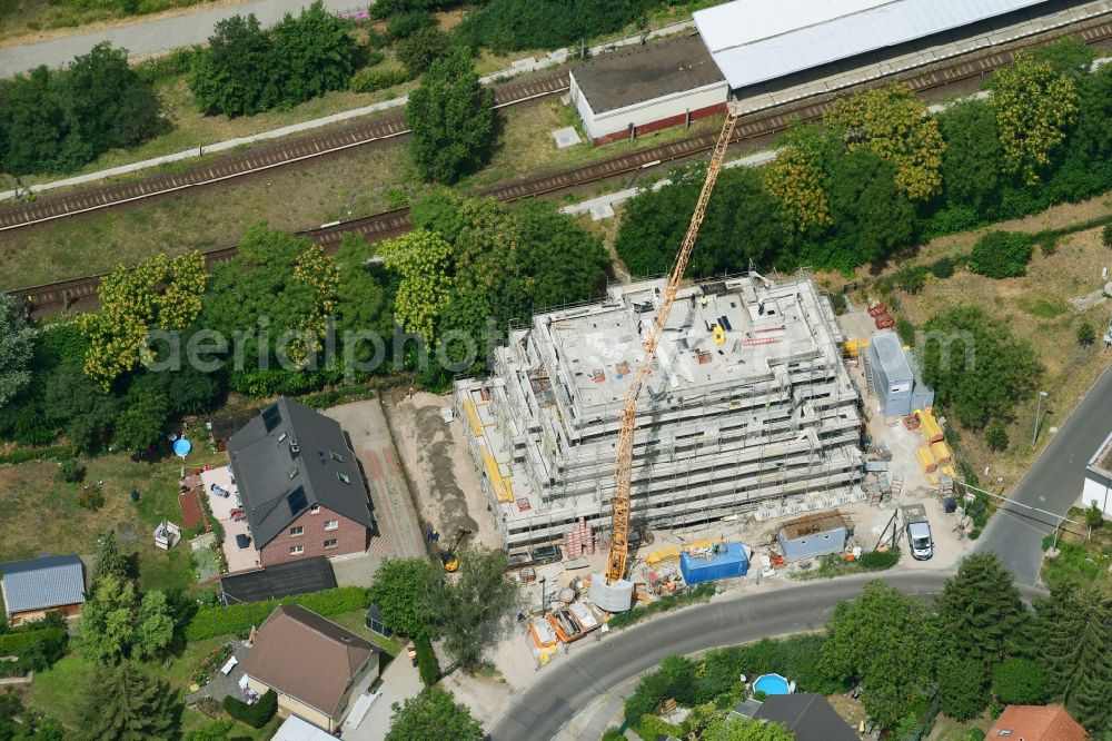 Berlin from the bird's eye view: Construction site of the new buildings of the retirement home - retirement on Wulkower Strasse in the district Biesdorf in Berlin, Germany