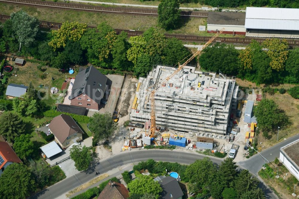 Aerial image Berlin - Construction site of the new buildings of the retirement home - retirement on Wulkower Strasse in the district Biesdorf in Berlin, Germany