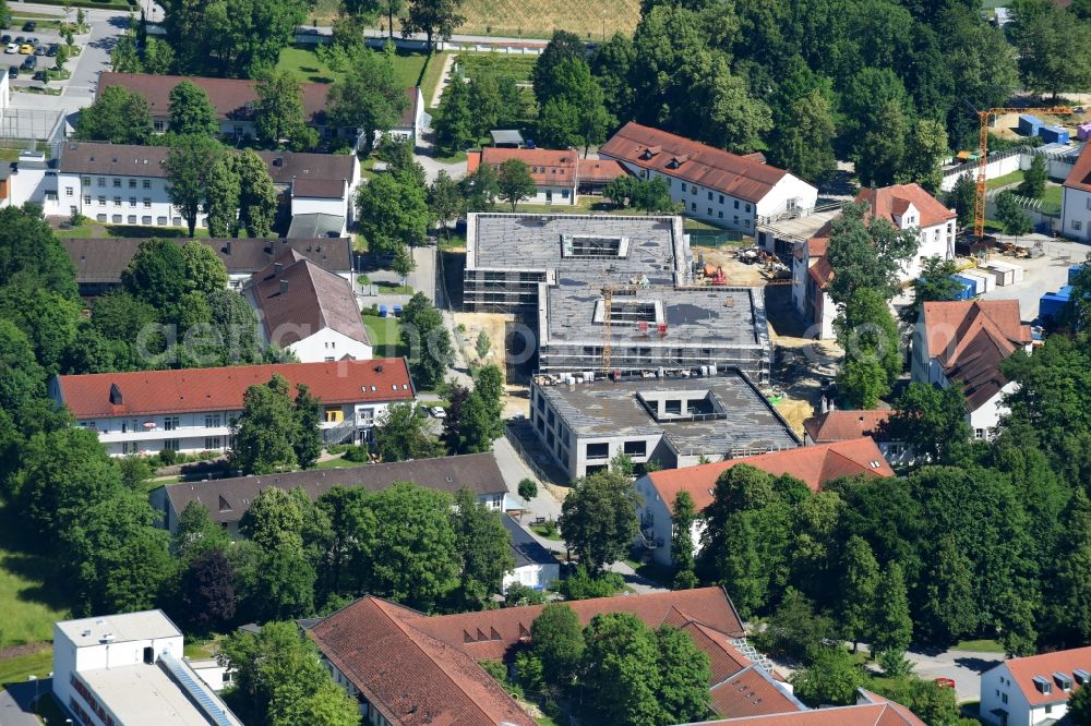 Mainkofen from above - Construction site of the new buildings of the retirement home - retirement Pflegeheim Mainkofen in Mainkofen in the state Bavaria, Germany