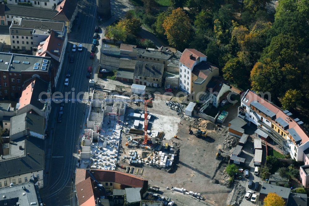 Brandenburg an der Havel from the bird's eye view: Construction site of the new buildings of the retirement home - retirement Pflegeheim Am Plauer Turm on Plauer Strasse in Brandenburg an der Havel in the state Brandenburg, Germany