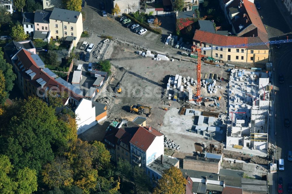 Brandenburg an der Havel from the bird's eye view: Construction site of the new buildings of the retirement home - retirement Pflegeheim Am Plauer Turm on Plauer Strasse in Brandenburg an der Havel in the state Brandenburg, Germany