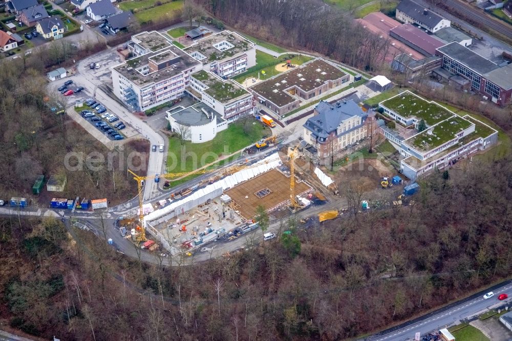 Fröndenberg/Ruhr from above - Construction site of the new buildings of the retirement home - retirement Schmallenbach-Haus in Froendenberg/Ruhr in the state North Rhine-Westphalia, Germany