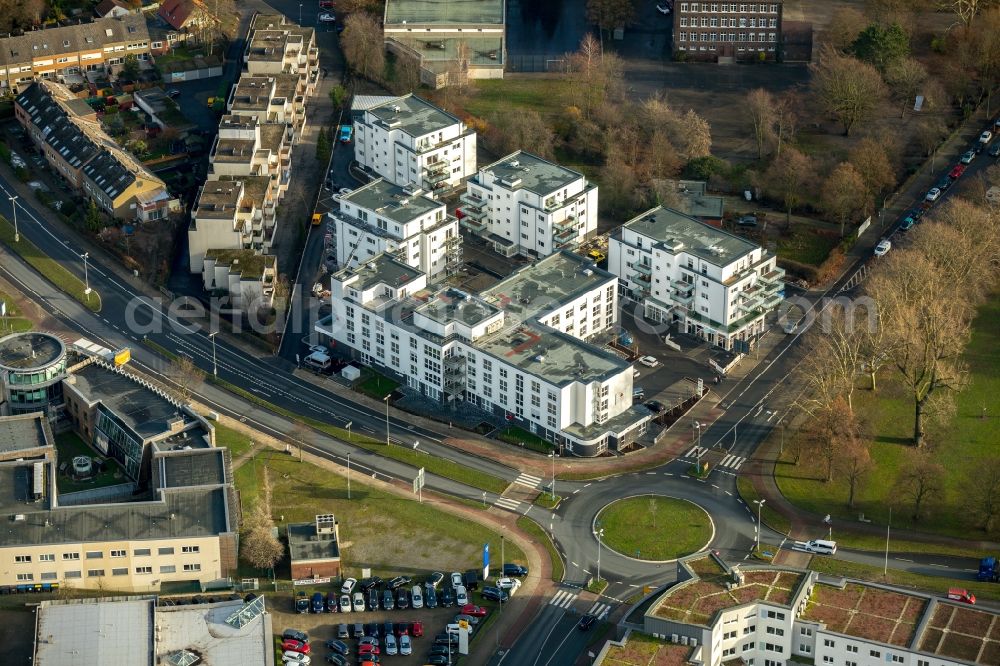 Aerial image Herne - Construction site of the new buildings of the retirement home - retirement Seniorcampus Herne on Forellstrasse in Herne in the state North Rhine-Westphalia, Germany