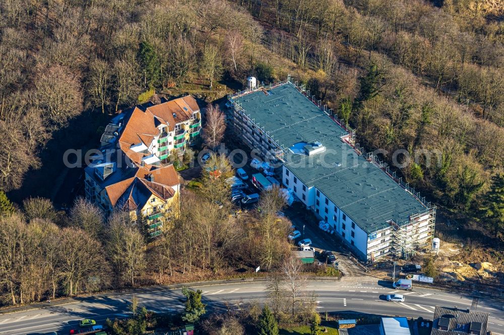 Aerial photograph Witten - Construction site of the new buildings of the retirement home - retirement on Wengernstrasse in the district Bommern in Witten in the state North Rhine-Westphalia, Germany