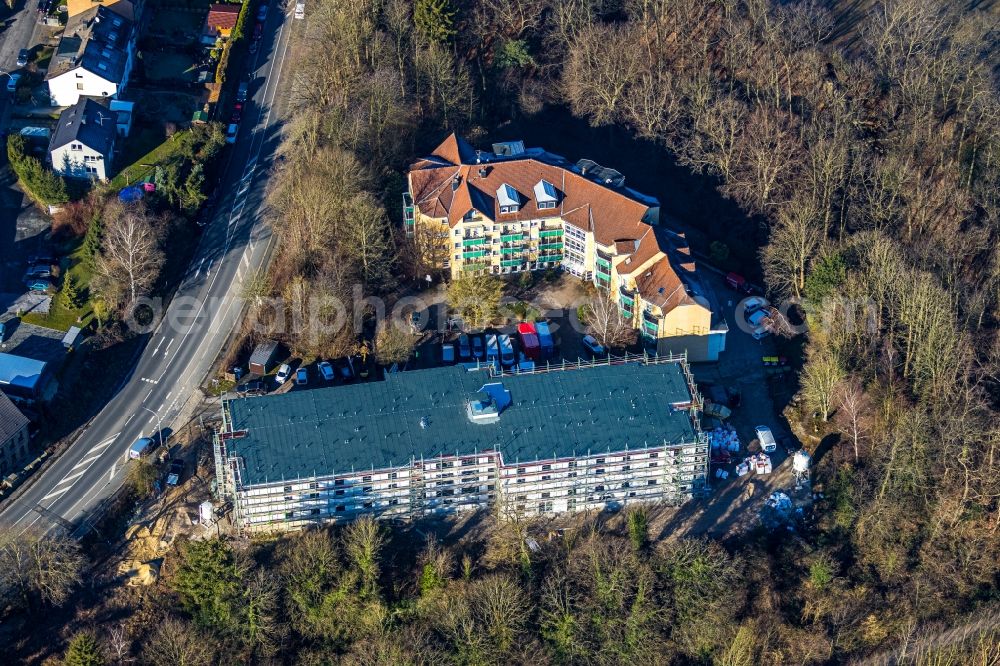 Witten from the bird's eye view: Construction site of the new buildings of the retirement home - retirement on Wengernstrasse in the district Bommern in Witten in the state North Rhine-Westphalia, Germany