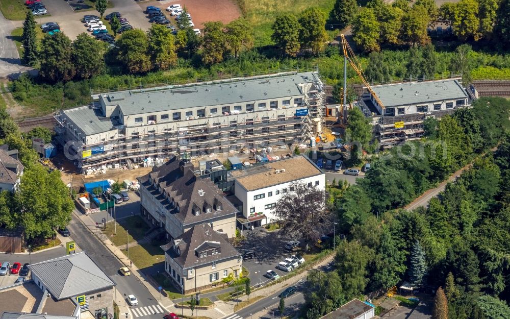 Witten from above - Construction site of the new buildings of the retirement home - retirement on Wittener Strasse in the district Herbede in Witten in the state North Rhine-Westphalia