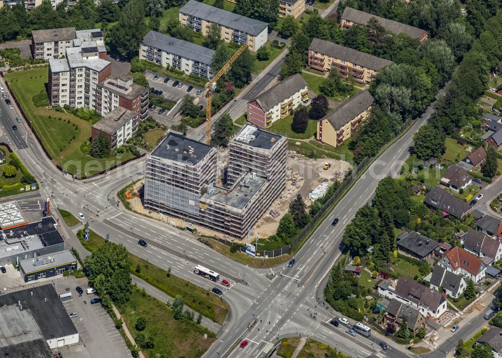 Aerial image Flensburg - Building site the new building building of the old people's home - senior citizen's residential arrangement in Flensburg in the federal state Schleswig - Holstein, Germany