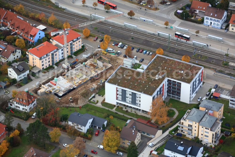 Schopfheim from above - Construction site of the new buildings of the ESW, Evangelisches Sozialwerk Wiesental at the nursing home Georg-Reinhardt-Haus in Schopfheim in the state Baden-Wurttemberg, Germany