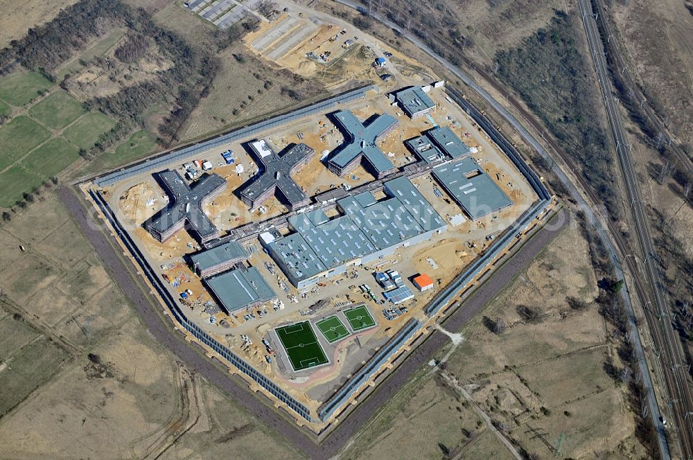 Aerial image Großbeeren - Construction site of the new penal institution Heidering Grossbeeren