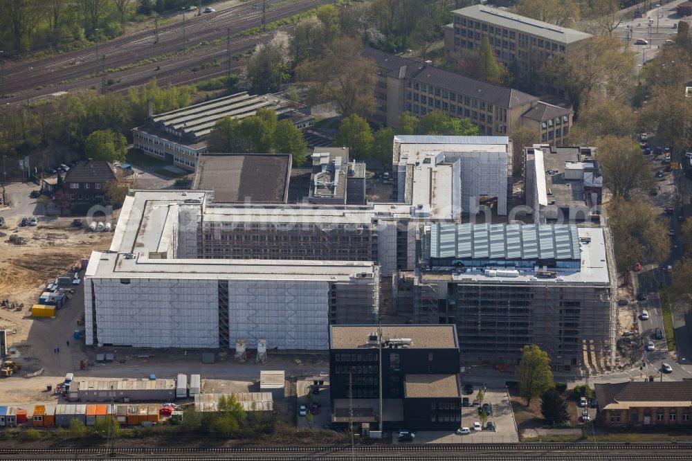 Bochum from the bird's eye view: Construction of the new building of the Justice Center Bochum in the state North Rhine-Westphalia