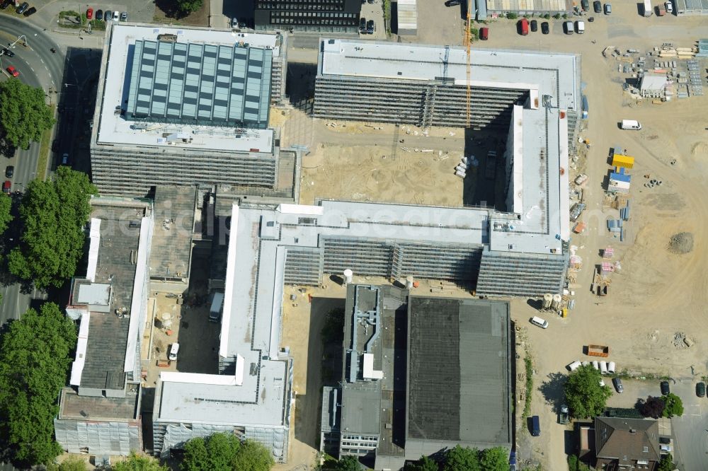 Bochum from above - Construction of the new building of the Justice Center Bochum in the state North Rhine-Westphalia