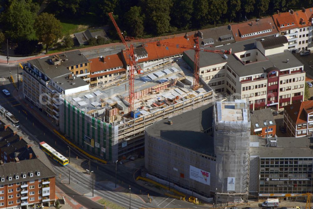 Aerial image Bremen - Blick auf die Baustelle Neubau Parkhaus Stephani und Umbau / Sanierung Volkshochschule in Bremen. Adresse Parkhaus: Neuenstrasse 43-44, 28195 Bremen, Kontakt Betreiber: Bremer Parkraumbewirtschaftungs- und Management-GmbH, Ansgaritorstrasse 16, 28195 Bremen, Tel. 421 17471-0, Fax 0421 17471-50, E-Mail: info@brepark.de,